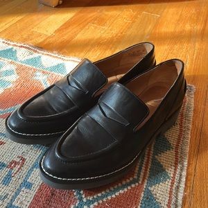 Franco Sarto Black Leather Loafers Size 7